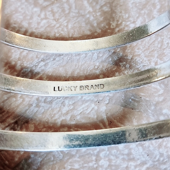 Lucky Brand | Dainty Layered Strand Cuff Silver Tone Banglet Wrist Bracelet - Picture 6 of 6